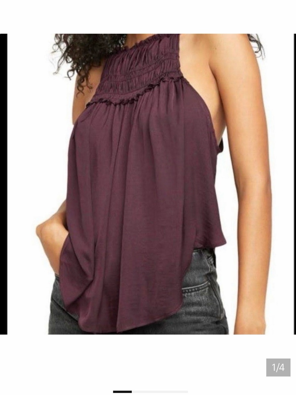 Free People Smocked Halter Camisole in Plum
